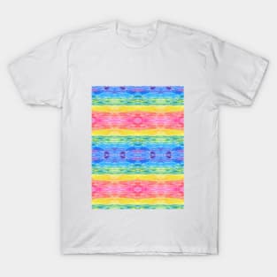 Happy and Bright Watercolor Tropical Rainbow Stripes T-Shirt